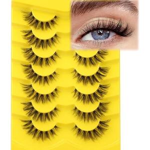 Lashes Natural Look False Eyelashes Clear Band Wispy Faux Mink Eyelashes Short Natural Cat Eye Strip Lashes Pack 7 Pairs by Kiromiro