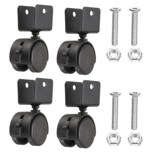 PATIKIL 1.5" Swivel Caster with 0.98" U Bracket, 4 Pack 360 Rotation Nylon Swivel No Noise Wheel with Brake Locking Caster for Furniture Legs Black
