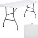 6ft Folding Table Plastic Fold in Half w/Handle Heavy Duty Portable Indoor Outdoor for Garden Party Picnic Camping BBQ Dining Kitchen Wedding Market Events
