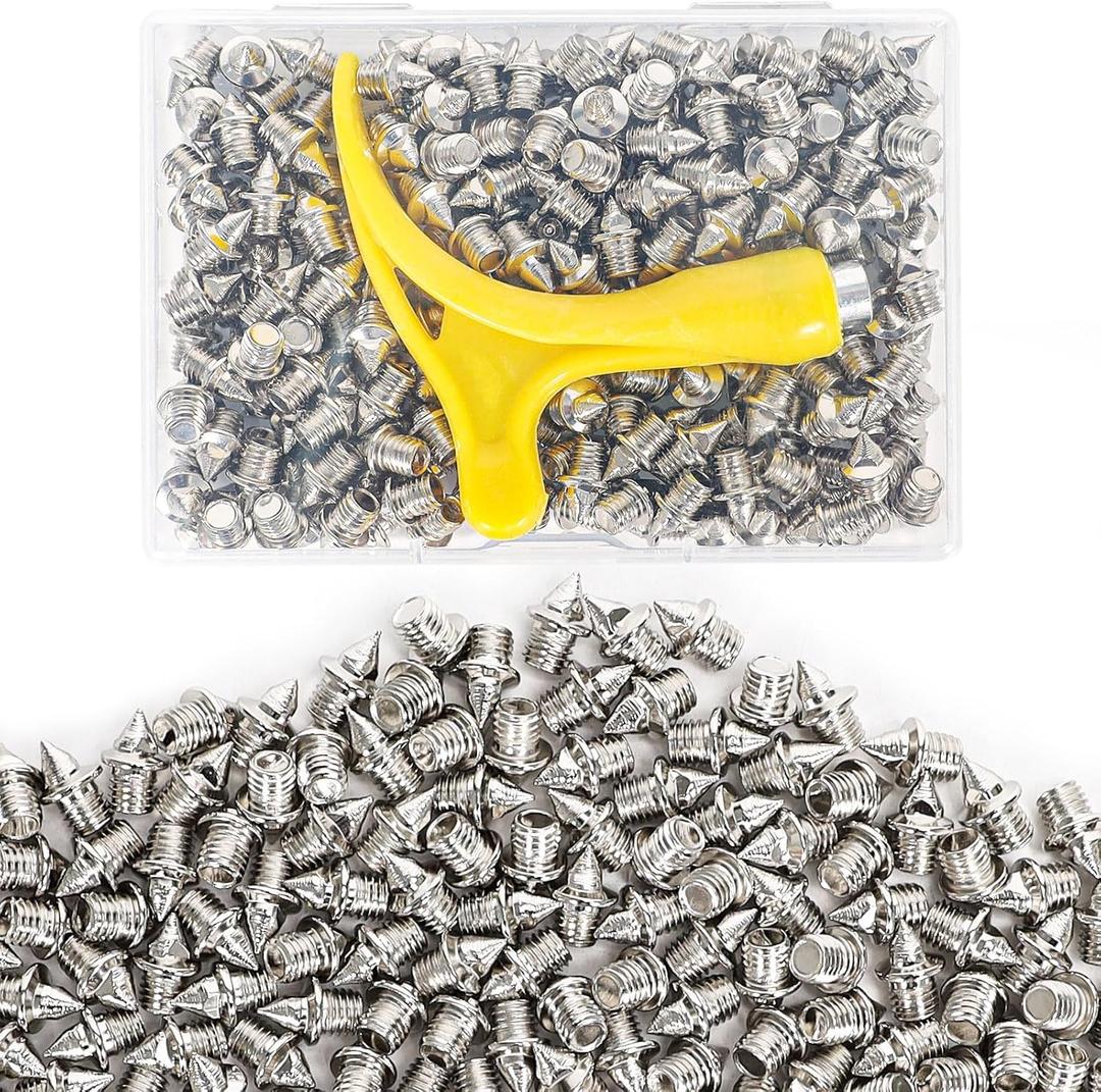 1/8 Inch Track Spikes,Stainless Steel Pyramid Shoe Spikes with Spike Wrench for Track and Cross Country,Replacement Spike Compatible with Sprint Sports Short Shoes