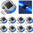 VOLISUN Solar Deck Lights, 8-Pack Led IP67 Waterproof Outdoor Warning Step Lights for Driveway, Sidewalk, Garden Pathway, Yard (Blue)