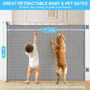 71 Inch Retractable Baby Gates Extra Wide, 41 Inch Reinforced Extra Tall Mesh Safety Gate for Kids Pets, Retractable Dog Gate Baby Retractable Gate for Stair Hallways Doorway Indoor Outdoor, Gray