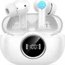 Wireless Earbuds, 2025 Bluetooth 5.4 Headphone 3D Bass Hi-Fi Stereo Ear Buds, 4 ENC Noise Cancelling Mic, 40H 3g USB-C in-Ear Earphone, IP7 Waterproof Workout Sport for Laptop Pad Android iOS, White
