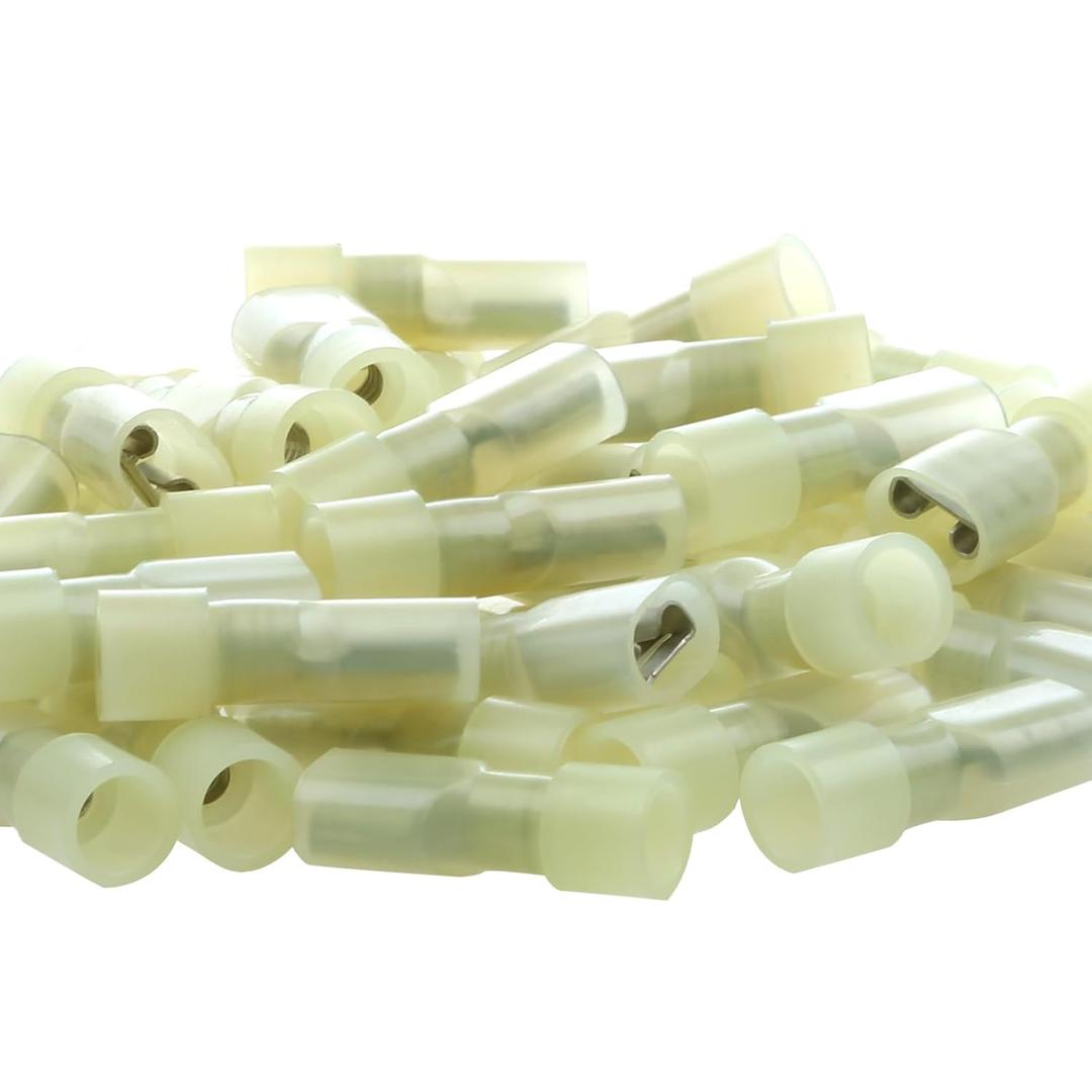 AIRIC UL Listed Yellow Female Spade Connector 12-10AWG, 100Pcs Nylon Electrical Crimps Terminal Connectors for Speaker Auto Stereo Wiring Connect Quick Disconnect Crimp Terminals for 12,10 Gauge Wire