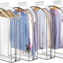 Liuoud Clear Garment Bags for Hanging Clothes 10” Gusseted, Suit Bags for Closet Storage, Hanging Plastic Clothes Cover for Coat, Dress, Fur, Shirt, 2 Pack, 40” Long