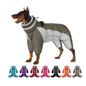 SUNFURA Full Body Dog Coat - Warm Fleece Jacket for Medium Dogs, Turtleneck Winter Coats with Harness, Reflective Dog Snowsuit Windproof Puffer Jackets with Legs for Boston Terrier, Black M