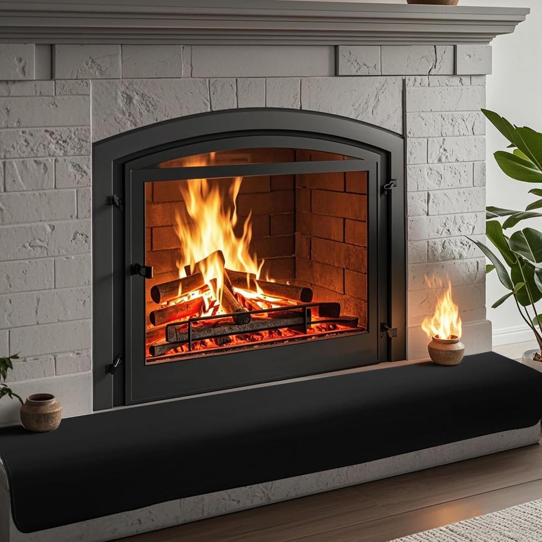 BALAPET Thick Memory Foam Fireplace Baby Proofing, 90.5x14 in Soft Fireplace Cover Hearth Cushion Baby Proof, Velvet Protectors for Children Proofing, Edge Protector, (Black,14x90.5in)