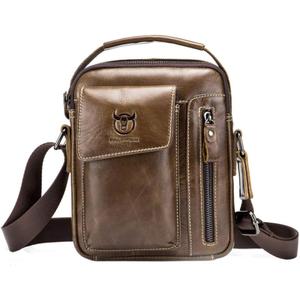 Hebetag Small Leather Shoulder Bag Crossbody Pack for Men Outdoor Travel Business (#02brown)