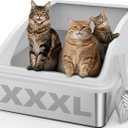 Stainless Steel Litter Box Extra Large for Big Cats and Multi-Cats | Jumbo Extra Large Metal Cat Box with High Sided Lid, Anti-Urine Leakage, Non-Stick,Include Litter Scoop