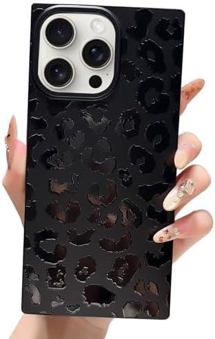 Jmltech for iPhone 16 Pro Max Case Cheeah Leopard Women Rectangle Edge Retro Vintage Protective Drop Protection Phone Cases for iPhone 16 Pro Max Black