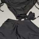 AI'MAGE Womens High Waisted Bikini Sets Cheeky Push Up Two Piece Swimsuits Drawstring Halter Tummy Control Bathing Suit Black Large