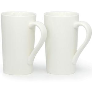 Smilatte 20 oz Large Coffee Mugs, M007 Plain Tall Ceramic Cup with Handle for Dad Men, Set of 2, White