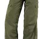 Flamingals Women's Straight Leg Mid Waist Casual Pants High Stretch Drawstring Flap Pocket Long Pants for Women, Large