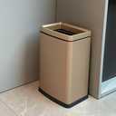 4.7 Gallon/18L Brushed Gold Bathroom Trash Can, Open Top Slim Dual Wastebaskte Simple Human Stainless Steel Garbage Can for Commercial Home Kitchen Office (18L Champagne Gold)