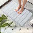 Memory Bath Mat Rug, 23.6x15.7 Inches, Comfortable, Soft, Non-Slip, Super Absorbent, Quick Drying Bathroom Rug for Floor, Tub & Shower, Machine Washable, Thick1 Piece- Striped Gray (1'4" x 1'11" (Rectangular))