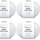 Baby Cotton Yarn for Crocheting - 50g / 180yds - (2) Fine, Sport Weight Yarn - Amigurumi Yarn for Crochet Thread - 60% Cotton & 40% Acrylic & 10 Stitch Makers (White, 4 Balls)