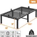 Twin Bed Frames,18 Inch Heavy Duty Metal Platform Bed Frame Twin Size Support Up to 3500 lbs,No Box Spring Needed,No Shaking,Steel Slat Support,Noise Free,Easy Assembly