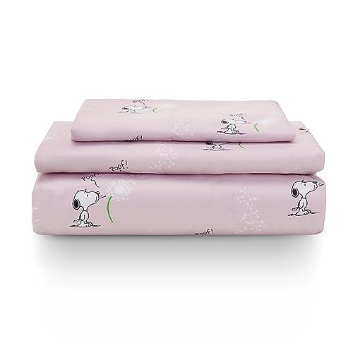 Berkshire Blanket Peanuts® Kids Sheet Set, Twin Size - 2 Pieces, Peanuts® Snoopy Make A Wish Sheet Scale Spring Pink, Cute Character Snoopy Printed Soft Microfiber Bed Sheets, (There is No Pillowcase for the Pillow)