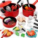 Lehoo Castle Play Kitchen Accessories, Play Pots and Pans Sets for Kids Kitchen, Play Food Sets for Kids, Toddler Cooking Set with Utensils, Toy Foods for Toddlers 3-5, Toys for 3+ Years Old Girls
