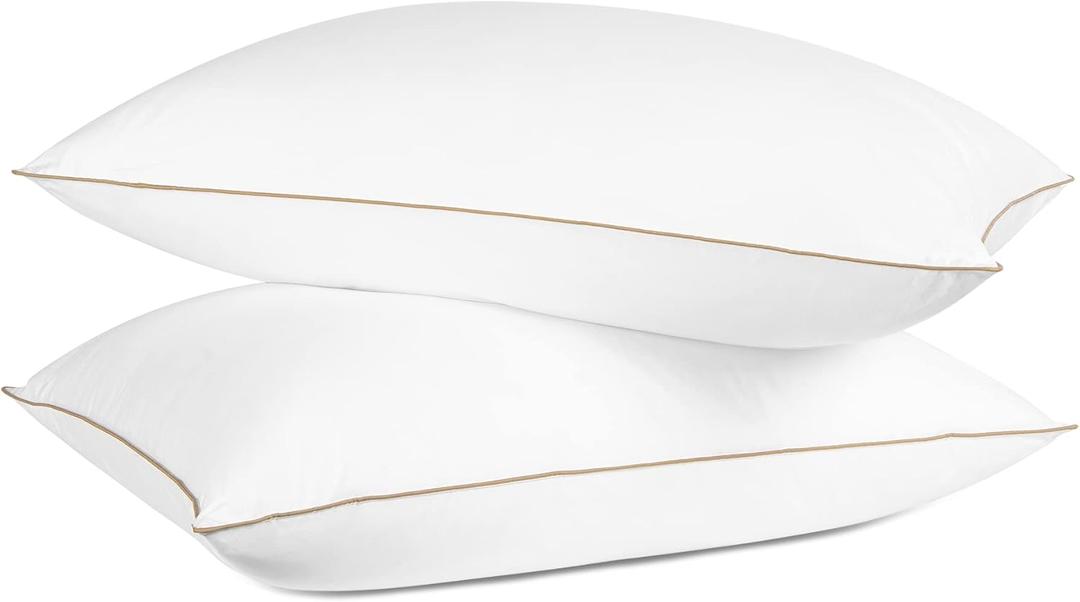 Dreamhood Goose Down Feather Pillows for Sleeping Soft Bed Pillow Standard Size Set of 2 Cooling Down Pillows Feather Pillows for Twin Bed Made in USA with 100% Cotton Shell 20 x 26 Inches
