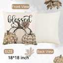 Fall Pillow Covers 18x18 Set of 4 Linen Vintage Floral Pillow Covers Pumpkin Decorative for Couch Bed Farmhouse Decorations for Home Gray Pillow Cover