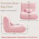 Bean Bag Chair for Adults, Giant Memory Foam Floor Sofa with Lumbar Pillow, Oversized Corduroy Beanbag Couch, Comfy Lounge Chair for Living Room, Bedroom, Apartment, Reading, Gaming, Pink, 39''L x 38''W x 29''H