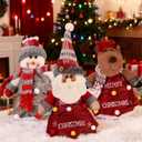 3pcs Christmas Gift Bags Zipper Design, Cute Cartoon Santa Claus, Snowman and Elk Candy Apple Bags for Holiday Atmosphere & New Year Surprises