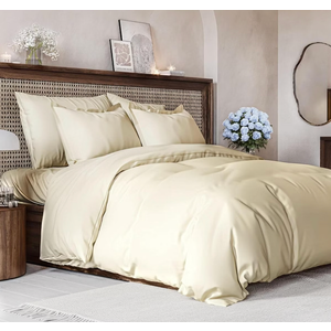 CGK Linens Luxury Soft Premium Duvet Cover Set - Zipper Closure & Matching Pillow Shams in Beige, Size King