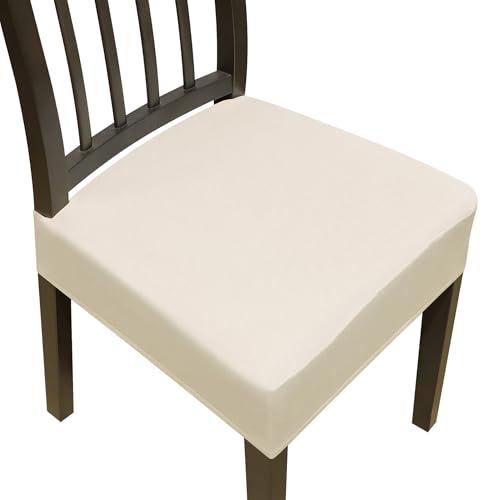 DREAHOTEXTIL Stretch Seat Covers for Dining Room Chairs Set of 4,Dining Chair Covers,Kitchen Chair Covers,Removable Washble Dining Room Chair Seat Cover,Chair Slipcovers Protector (Beige)
