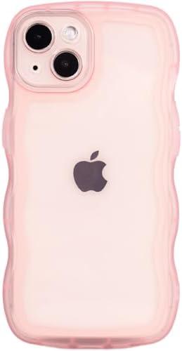 Hcnrreivn Case for iPhone 13 Pro 6.1 Inch,Cute Kawaii Clear Case for Women/Girls,Yellowing-Resistant,Transparent Soft Silicone Thin Slim Full Body Shockproof Protection Phone Cover -Pink