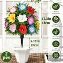 24" Artificial Topiary Flower with Ground Spike Fake Bushes Hawaiian Decor