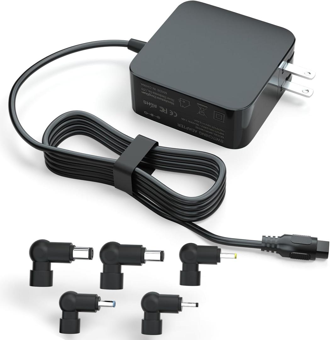 5Tips Laptop Charger Round Connector for Asus - Fit for Asus, VivoBook 15, Zenbook, Chromebook, TransformerBook, EeeBook Adapter Power Supply Cord, 65W, 45W, 33W