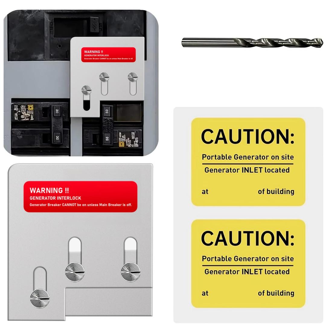 Generator Interlock Kit Compatible with Square D QO or Homeline 150 or 200 amp Panels.1 3/8 inches Spacing Between Main and Generator Breaker.Professional and Interlock Kit (1set)
