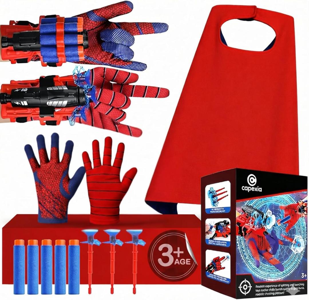 Superhero Toy Set  Includes 2 Shooters, 2 Gloves, and 1 Cape  Ideal for Indoor and Outdoor Costume Role-Playing & Imaginative Play