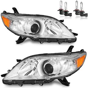 Headlights W/Bulbs for 2011-2020 Toyota Sienna Halogen Headlamp Replacement Driver & Passenger Side