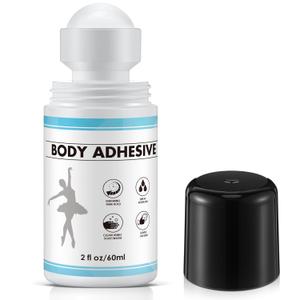 1 Pcs Roll On Body Adhesive for Dancers, 2oz Sweat Resistant Body Glue for Oily and Dry Skin, Clear & Non Toxic Liquid Tape Butt Adhesive for Compression Stocking, Wig Glue, Residue Free