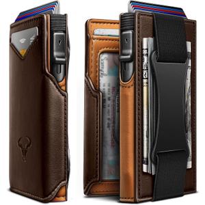 BULLIANT Men Wallet Gift Boxed,Slim Front Pocket Wallet Money Clip Card Holder 3.8"x2.7",Pop-up Access