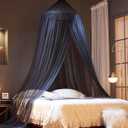 Mengersi Bed Canopy Mosquito Net for Bed, Canopy Bed Curtains, Dome Mosquito Netting Bed Tent, Indoor Outdoor, Black, Full Size