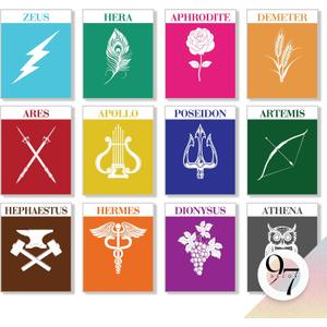 97 Decor Greek Mythology Decor - Ancient Greek Decoration, Apollo Greek God Posters, Greek Wall Art Prints, Aphrodite Poseidon Athena Goddess Party Decorations (8x10 Unframed)