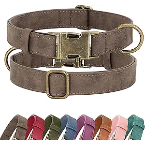 Soft PU Leather Dog Collar, Stylish Quick Released Dog Collar for Large Dogs, Easy Clean Adjustable Pet Collar for Daily Walking, Brown, XL Fit 20-26" Neck