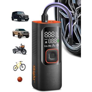 Tire Inflator Portable Air Compressor - Powerful 160PSI & 2X Faster, Accurate Pressure LCD Display, Cordless Easy Operation - Portable Air Pump for Car, Motorcycle, E-Bike, Ball