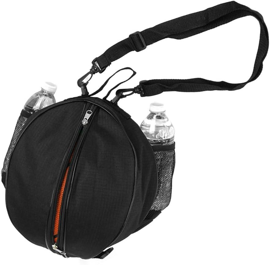 Size 7 (29.5") Basketball Bag Soccer Ball Football Volleyball Softball Sports Ball Bag Holder Carrier+Adjustable Shoulder Strap 2 Side Mesh Pockets f/Water Bottle Towel Sports Shoes (Black)