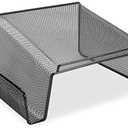 Lorell Mesh Steel Office Phone Stand for Desk, Angled with Storage Slot, 11.1" x 10.1" x 5.3", Black