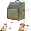 Large Cat Carrier Backpack, Shaded Small Dog Backpack with Breathable Mesh, Soft Side Safety Pet Backpack for Hiking, Travel, Outdoor, Green