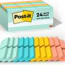Post-it Notes, 1.5x2 in, 24 Pads, America's #1 Favorite Sticky Notes, Beachside Café Collection, Pastel Colors, Clean Removal, Recyclable