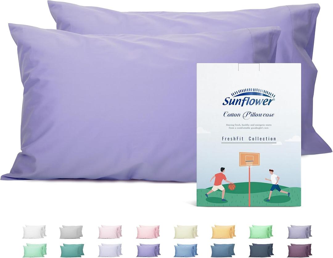 Sunflower King Pillowcases Set of 2, 100% Cotton King Pillow Cases 2, 2040 inches Lavender, Soft and Breathable