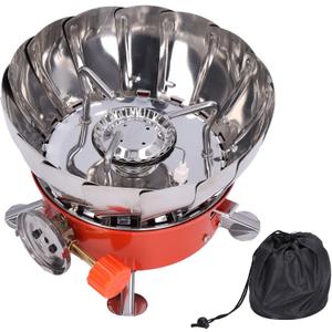 Camping Stove, Portable Gas Stove Foldable Stainless Steel Burning Backpacking Stove for Camping Picnic BBQ Backpacking Hiking Survival Emergency