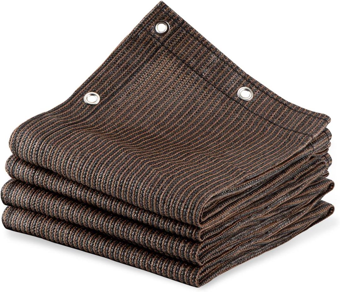 90% Outdoor Sun Shade Cloth, 6 x 12, Pergola, Deck, and Backyard Patio Sunshade with UV Protection, Heat Resistant HDPE Material, Reinforced Grommets (6x12 FT,Brown)