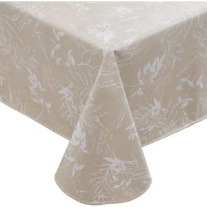 Heavy Duty Vinyl Tablecloth with Flannel Backing Waterproof Oil-Proof Plastic Table Cloth Stain-Resistant Wipeable Rectangle or Square Table Cover for Indoor and Outdoor (Beige Leaf,60x84 Inch)