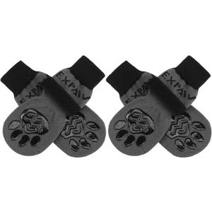 EXPAWLORER Anti-Slip Dog Socks,Dog Boots&Paw Protectors to Prevent Licking,Dog Shoes for Hot/Cold Pavement, Double Sides Non-Skid Traction Control on Hardwood Floor for Senior Dogs (Large (4 Count), Black)